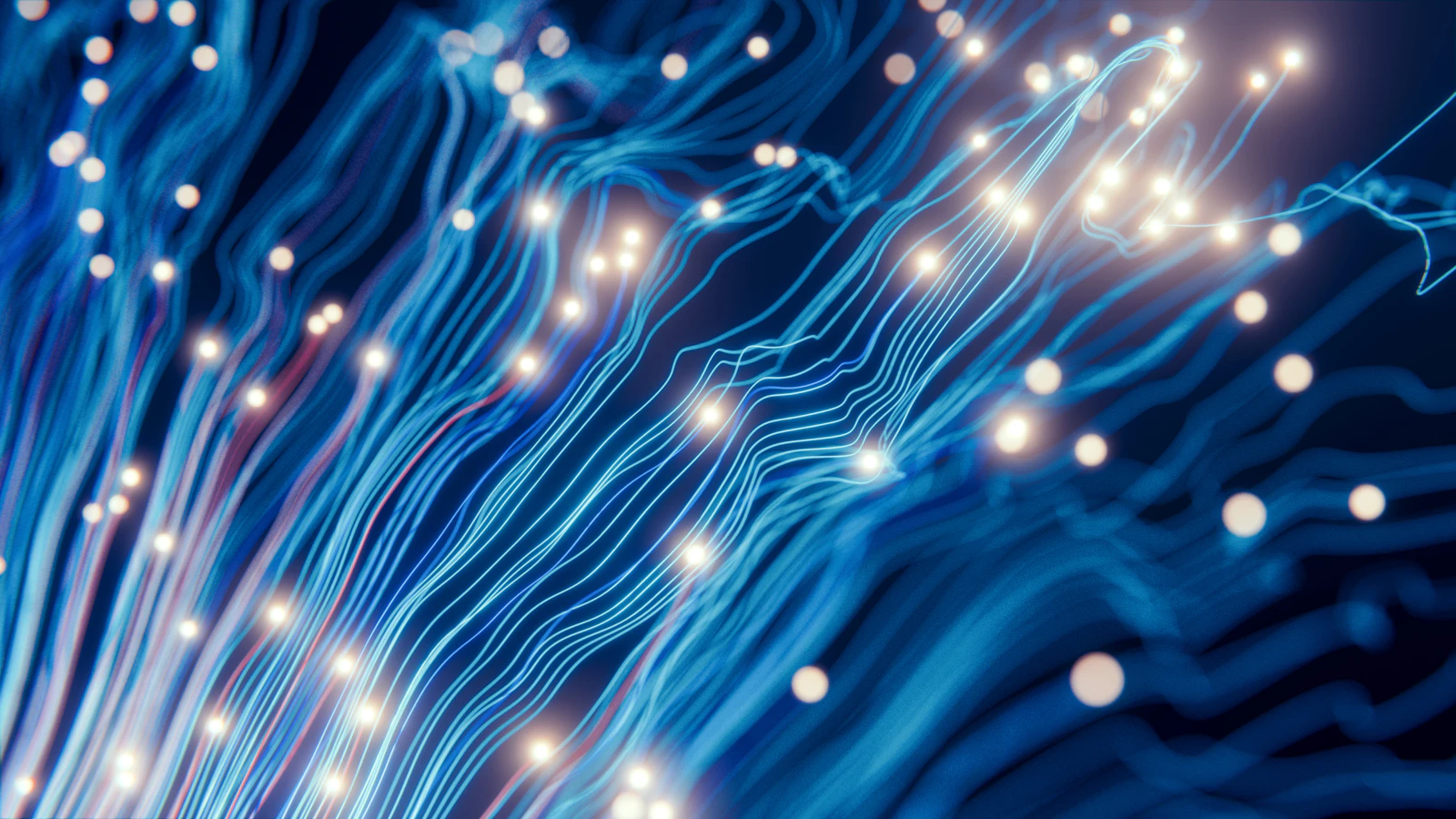 Lysende tråder, som data som strømmer gjennom fiber